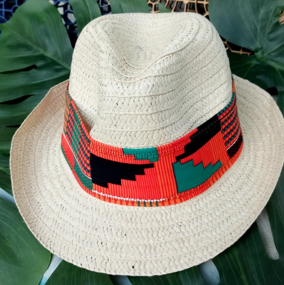 2 in 1 Kente Straw Fedora